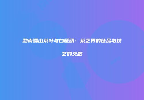 勐南糯山茶叶与白耀明：茶艺界的佳品与技艺的交融