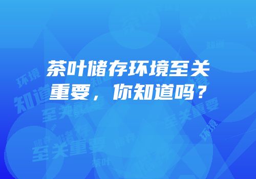 茶叶储存环境至关重要，你知道吗？
