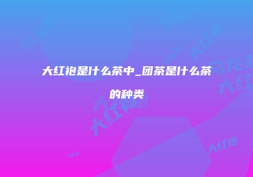大红袍是什么茶中_团茶是什么茶的种类