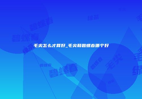 毛尖怎么才算好_毛尖和碧螺春哪个好