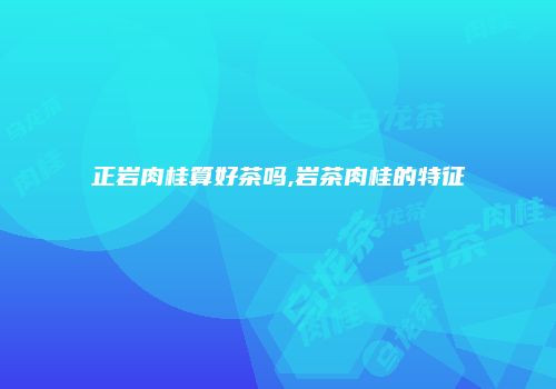 正岩肉桂算好茶吗,岩茶肉桂的特征