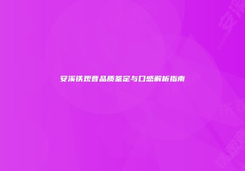 安溪铁观音品质鉴定与口感解析指南