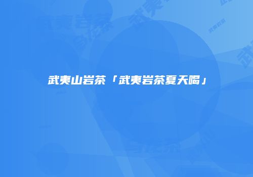 武夷山岩茶「武夷岩茶夏天喝」