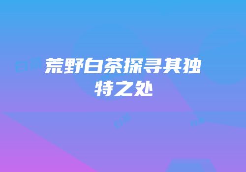 荒野白茶探寻其独特之处