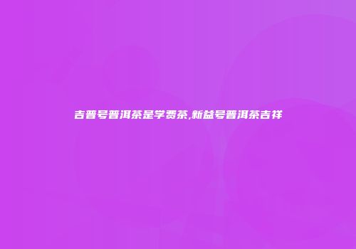 吉普号普洱茶是学费茶,新益号普洱茶吉祥