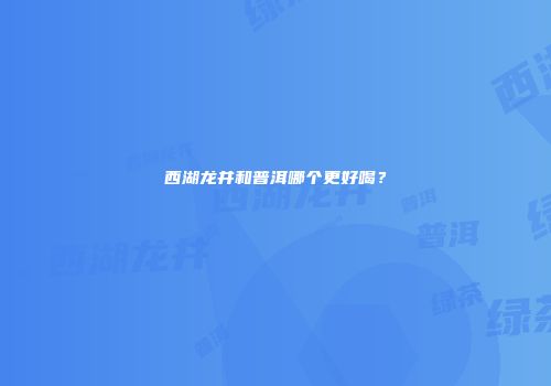 西湖龙井和普洱哪个更好喝？
