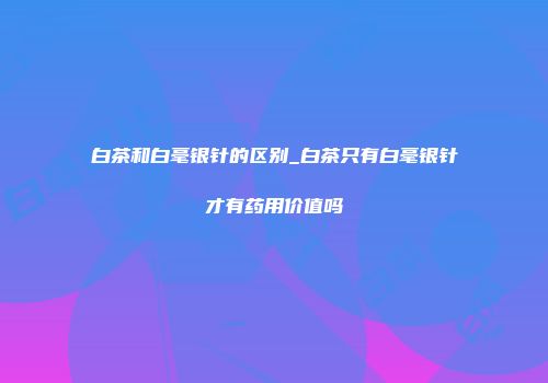 白茶和白毫银针的区别_白茶只有白毫银针才有药用价值吗