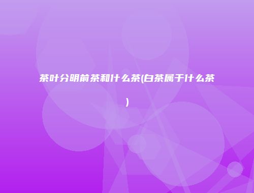 茶叶分明前茶和什么茶(白茶属于什么茶)