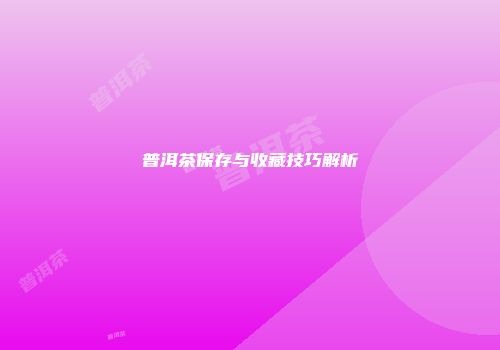普洱茶保存与收藏技巧解析