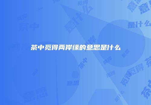 茶中觅得两岸缘的意思是什么