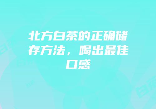 北方白茶的正确储存方法，喝出最佳口感