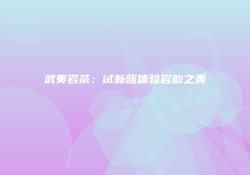 武夷岩茶：试新瓯体验岩韵之美