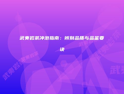 武夷岩茶冲泡指南：辨别品质与品鉴要诀
