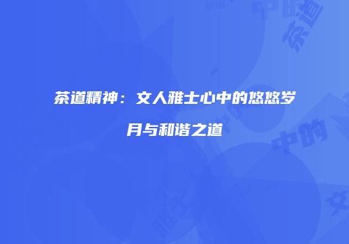 茶道精神：文人雅士心中的悠悠岁月与和谐之道
