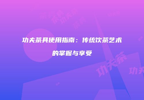 功夫茶具使用指南：传统饮茶艺术的掌握与享受
