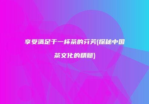 享受满足于一杯茶的芬芳(探秘中国茶文化的精髓)