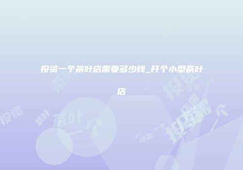 投资一个茶叶店需要多少钱_开个小型茶叶店