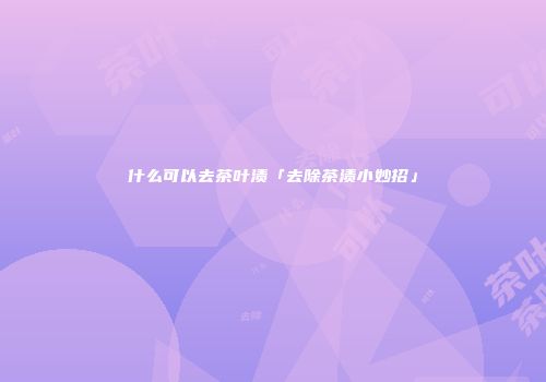 什么可以去茶叶渍「去除茶渍小妙招」