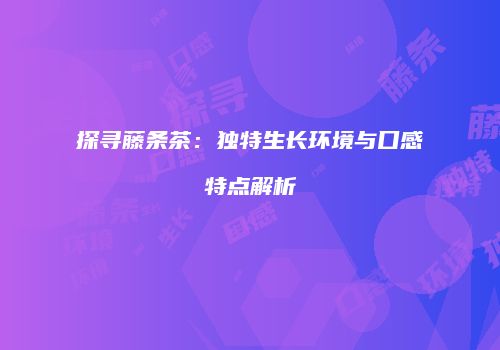 探寻藤条茶：独特生长环境与口感特点解析