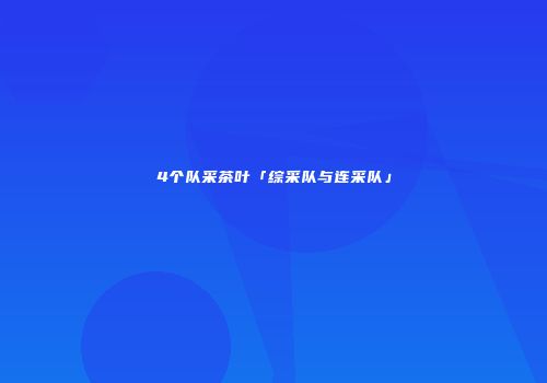 4个队采茶叶「综采队与连采队」
