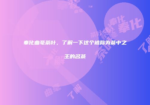 奉化曲毫茶叶，了解一下这个被称为茶中之王的名茶