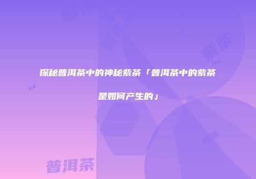 探秘普洱茶中的神秘紫茶「普洱茶中的紫茶是如何产生的」