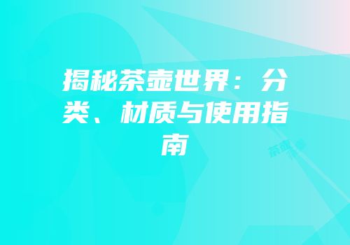 揭秘茶壶世界：分类、材质与使用指南