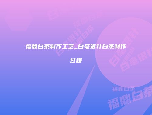 福鼎白茶制作工艺_白毫银针白茶制作过程