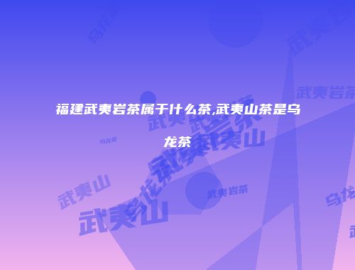 福建武夷岩茶属于什么茶,武夷山茶是乌龙茶