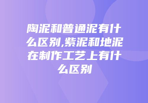 陶泥和普通泥有什么区别,紫泥和地泥在制作工艺上有什么区别