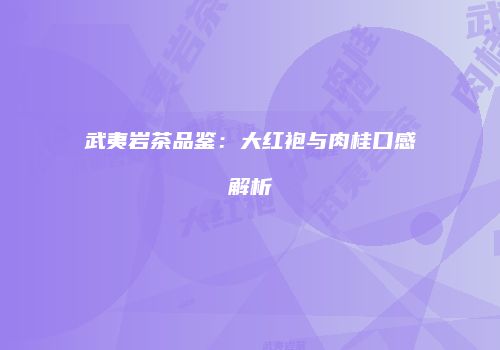 武夷岩茶品鉴：大红袍与肉桂口感解析