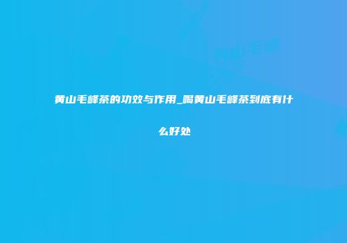黄山毛峰茶的功效与作用_喝黄山毛峰茶到底有什么好处