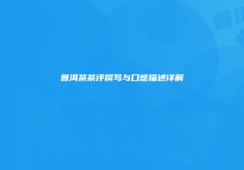 普洱茶茶评撰写与口感描述详解