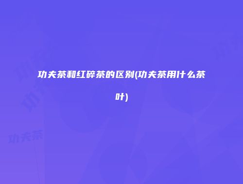 功夫茶和红碎茶的区别(功夫茶用什么茶叶)