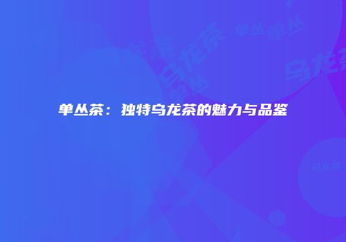 单丛茶：独特乌龙茶的魅力与品鉴