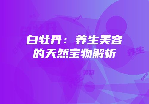白牡丹：养生美容的天然宝物解析