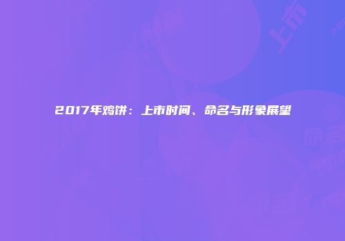 2017年鸡饼：上市时间、命名与形象展望