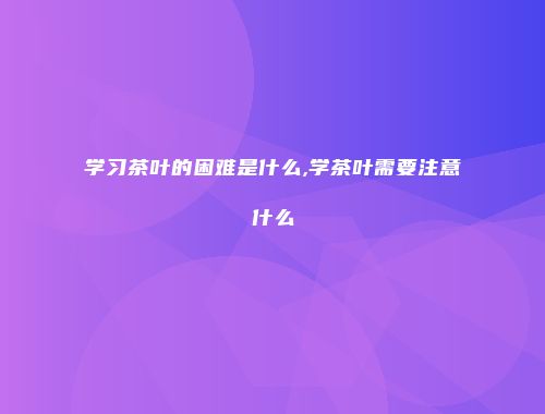 学习茶叶的困难是什么,学茶叶需要注意什么