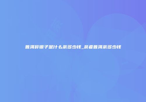 普洱碎银子是什么茶多少钱_茶者普洱茶多少钱
