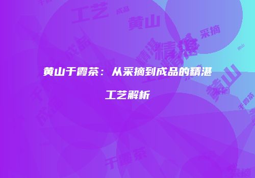 黄山于霞茶：从采摘到成品的精湛工艺解析