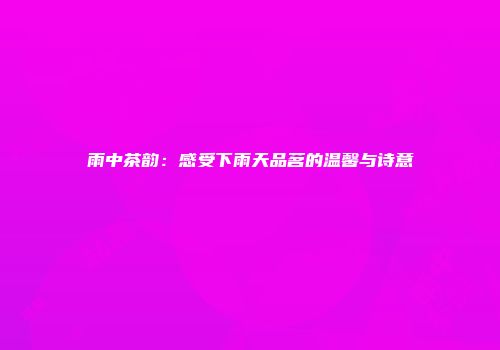 雨中茶韵：感受下雨天品茗的温馨与诗意