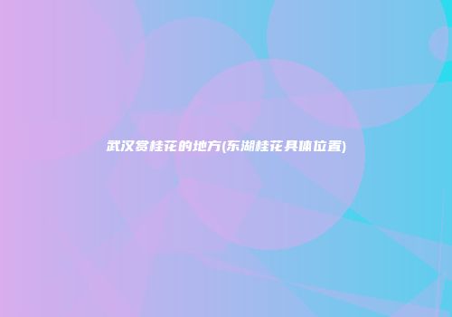 武汉赏桂花的地方(东湖桂花具体位置)