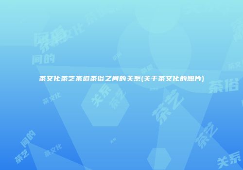 茶文化茶艺茶道茶俗之间的关系(关于茶文化的照片)