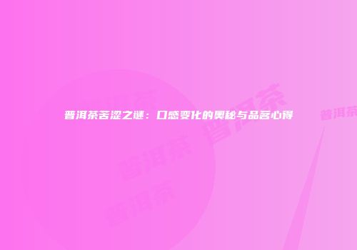 普洱茶苦涩之谜：口感变化的奥秘与品茗心得