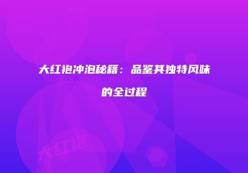 大红袍冲泡秘籍：品鉴其独特风味的全过程