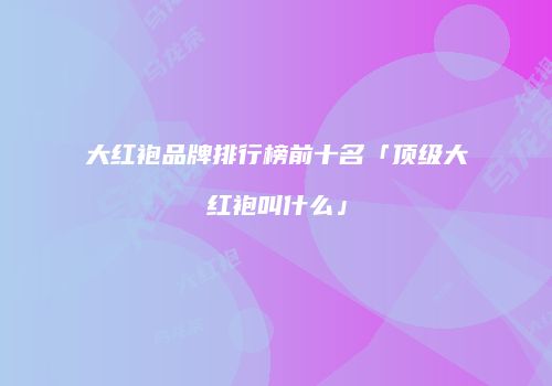 大红袍品牌排行榜前十名「顶级大红袍叫什么」