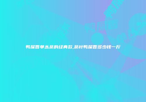 鸭屎香单丛茶的经典款,茶叶鸭屎香多少钱一斤