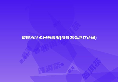 茶膏为什么只有普洱(茶膏怎么泡才正确)