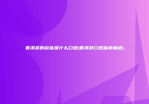 普洱茶的韵味是什么口感(普洱茶口感味道描述)