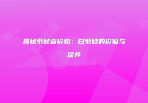 揭秘紫砂壶价格：白紫砂的价值与保养